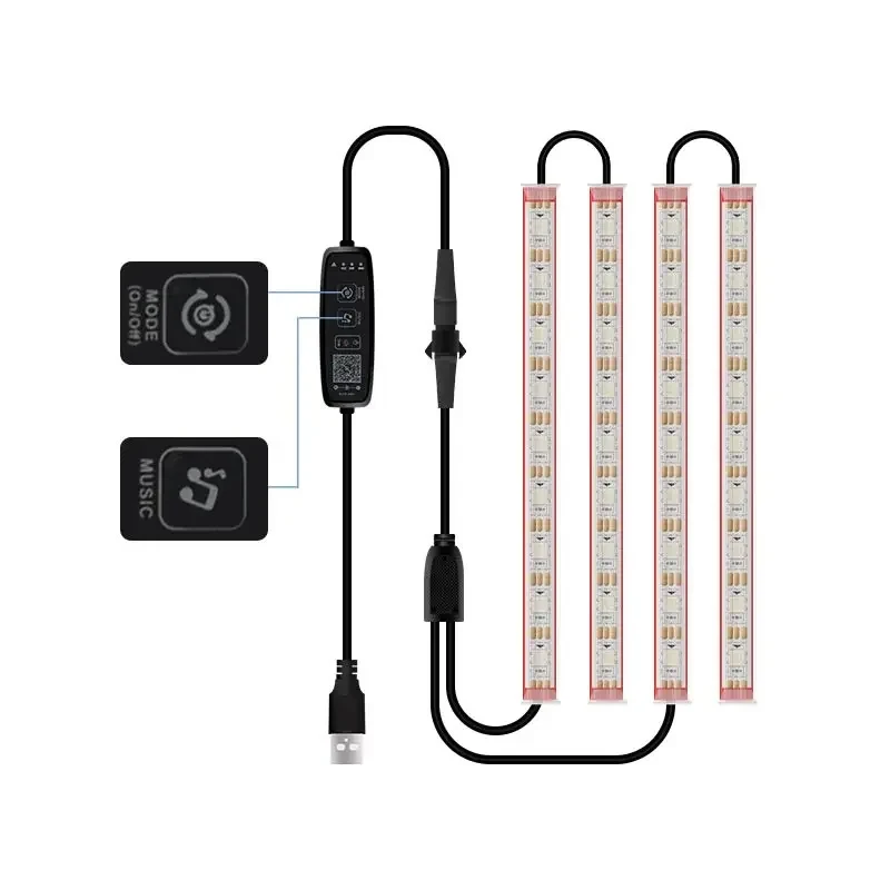 자동차 인테리어 LED 조명, 원격 음성 제어, 앰비언트 풋 라이트, 자동 장식, 24, 36, 48/72 LED 분위기 램프