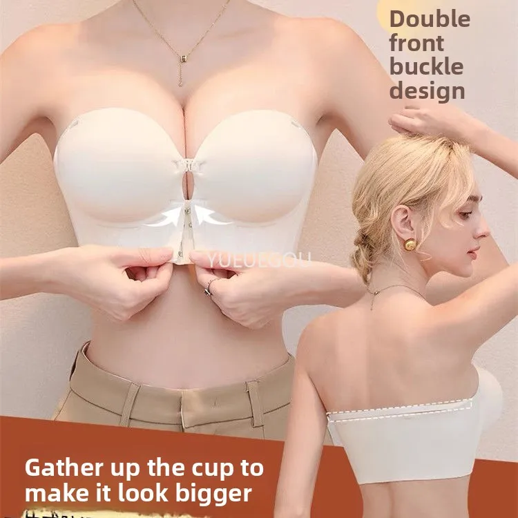 10CM Extreme Push Up Strapless Bra Front Closure Anti Slip Lift for Small Chest No Side Bulge Perky Fake Boobs AA A B Cups 4