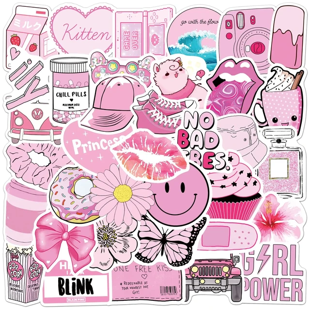 Aesthetics Stickers Girls, Pink Stickers Aesthetic