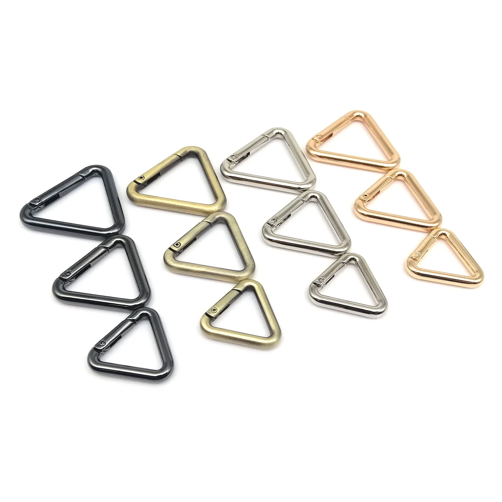 Spring Ring Clasp Triangle Spring Gate O Ring Openable Leather Bag Handbag Belt Strap Buckle Connect Keyring Pendant Key Chain Snap Clip DIY