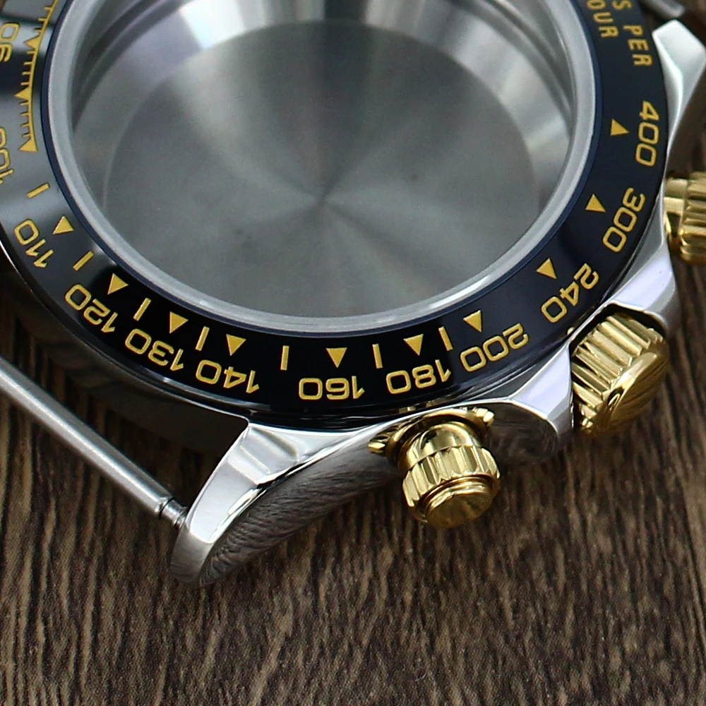 39mm VK63 Gehäuse Uhrengehäuse Silber/Roségold Edelstahl Saphir Wasserdicht für Seiko VK63 Uhrwerk Zubehör DIY für Daytona – Detail 11