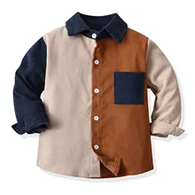 Toddler Boys Long Sleeve Shirts Casual Button Boys Tops Outwear For Babys Clothes Patchwork Colours Fashion Children Clothing