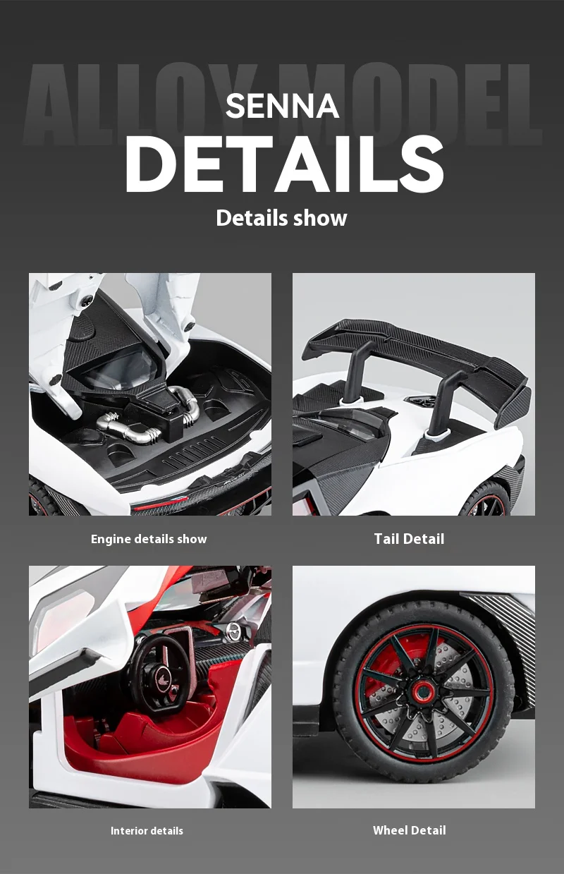 1:24 Mclaren Senna Super Sports Mini Gt Alloy Diecast Model Vehicle Simulation Sound &Amp; Light Birthday Gifts Box For Boyfriend