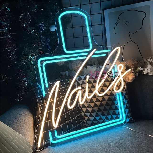 Custom Nails Beauty Salon Display LED Neon Sign Manicure Studio Neon light  Personalized Signboard Nail Room Decor Wall Lamp