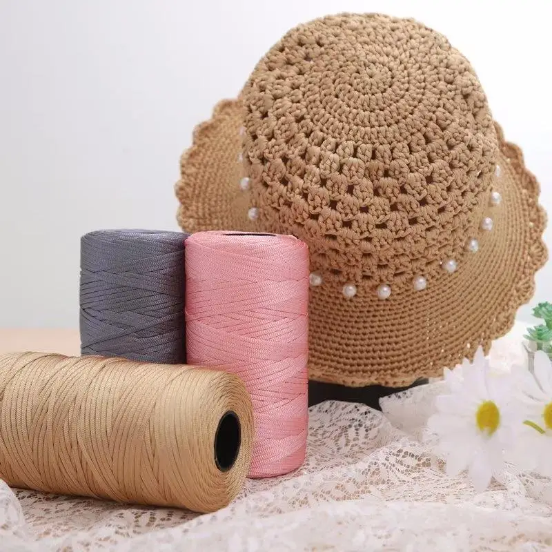 3 가닥 아이스 실크 복합 스레드 손으로 짠 쿠션 모자 가방 바느질 스레드, 니트 원사 크로셰 DIY 와이어 직경 1.5mm