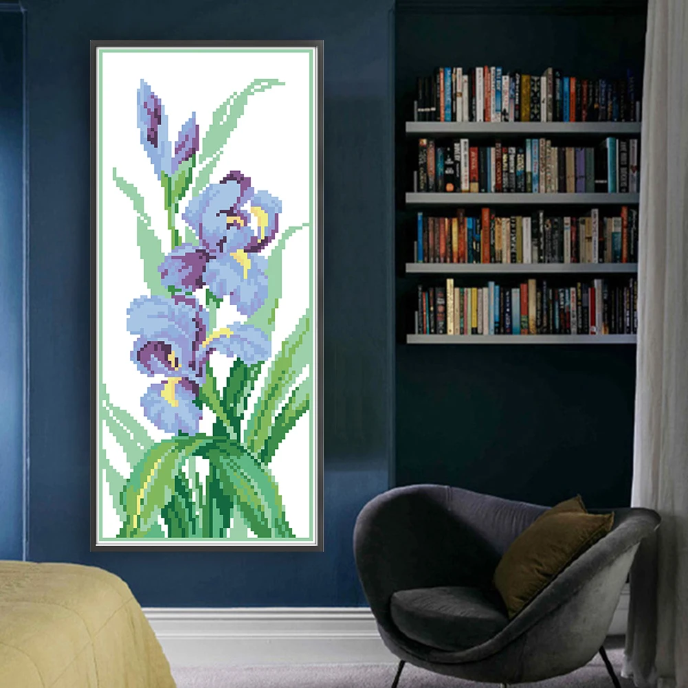 Partial Embroidery Bead 17x42cm Flower 9CT DIY Cross Stitch Kit for Bedroom Home