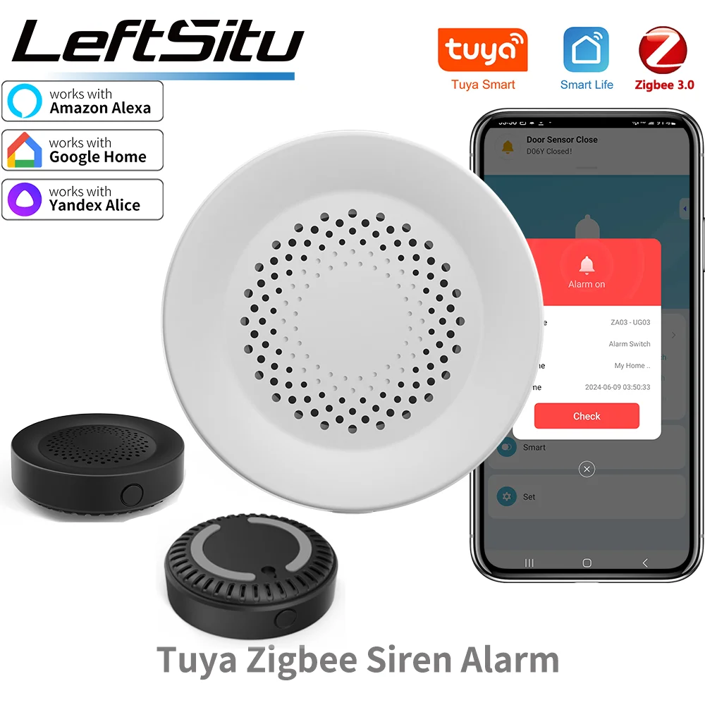 Tuya Zigbee Siren Alarm for Smart Home Security 100db Speaker Works With Alexa Yandex Alice Require Tuya Zigbee Hub. siren alarm