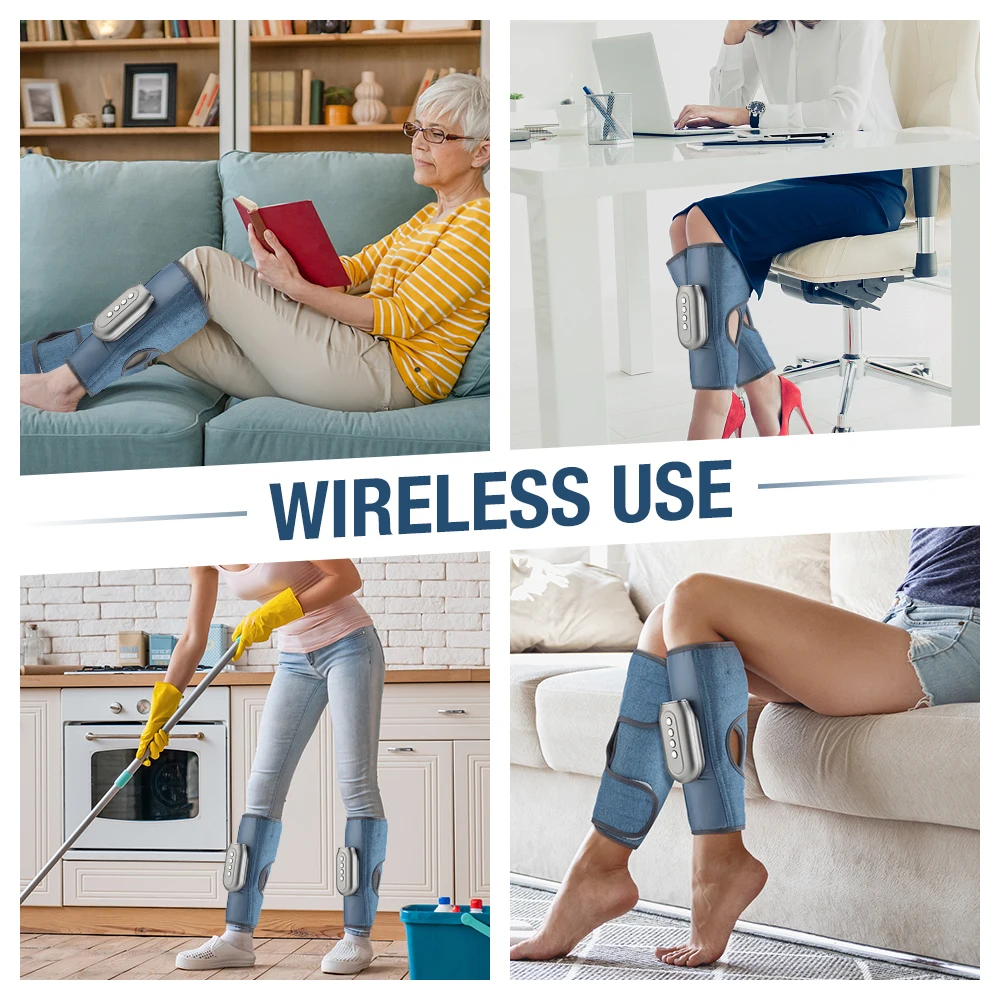 Massaggiatore elettrico wireless per gambe, 3 modalità, doppio airbag, attrezzatura per polpacci, strumento per il rilassamento muscolare delle gambe, sollievo dalla fatica_voghion.com