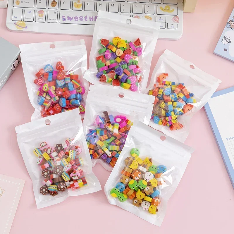 50pcs/bag Cute Fruits Animals Erasers Mini Rubber Erasers for Pencils Kids  Kawaii Stationery Praise Gifts School Office Supplies - AliExpress