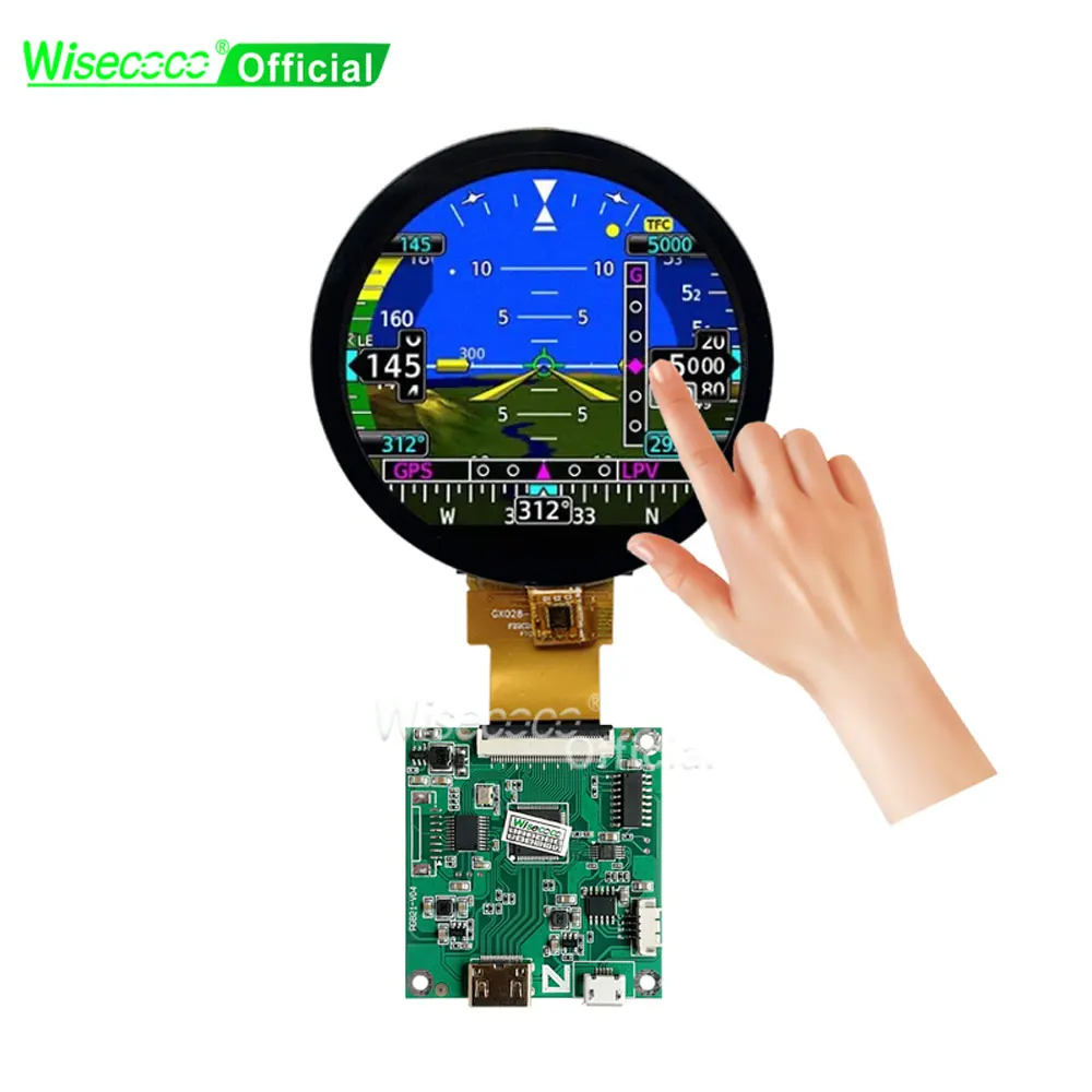 Wisecoco-circular Lcd Touch Screen para Painel de Painel Automotivo Interface Redonda Ips Rgb Medidores Analógicos 28 480×480
