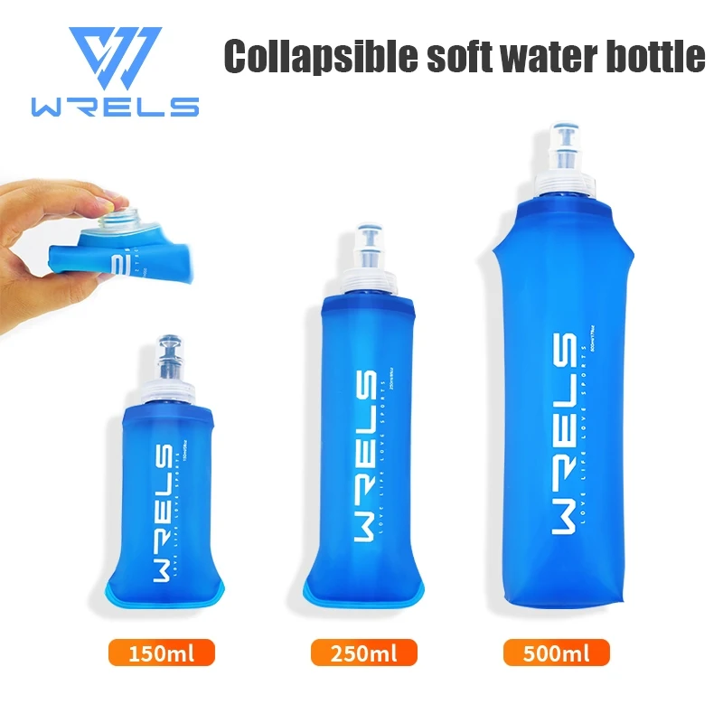 WRELS Soft Folding Water Bottle Collapsible Silicone Outdoor Sport Traveling Camp Hiking Cycling Running TPU Portable Water Bag sports water bottle portable water bottle sports water bag