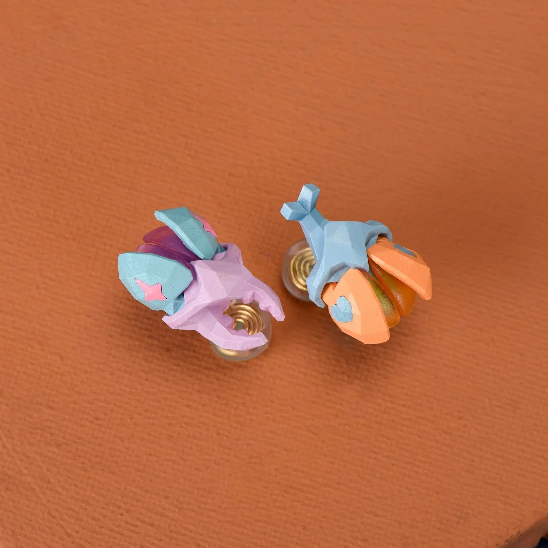 Beetle Pink Earrings Asymmetric Fashion Personality Cute Cartoon Animal Earrings for Women