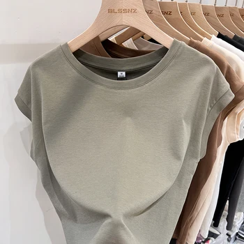 تي شيرت نسائي من AOSSVIAO تي شيرت بقصة ضيقة ورقبة دائرية وأكمام قصيرة تي شيرت لصيف موضة ملابس الشارع الشهير 2025 Y2k 4
