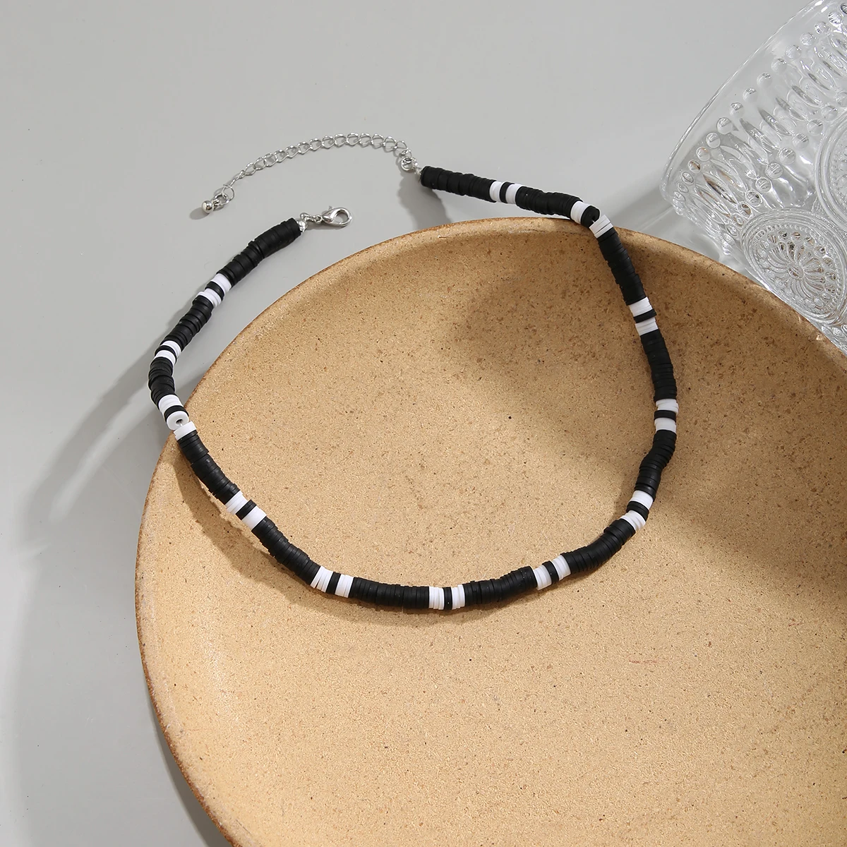 ネックレス・チョーカー BASSCLEF Men's Necklace Short Choker Beads CLEF CYSTAL BEADS Choker Necklace - Choker - 925 Silver Circle Chain