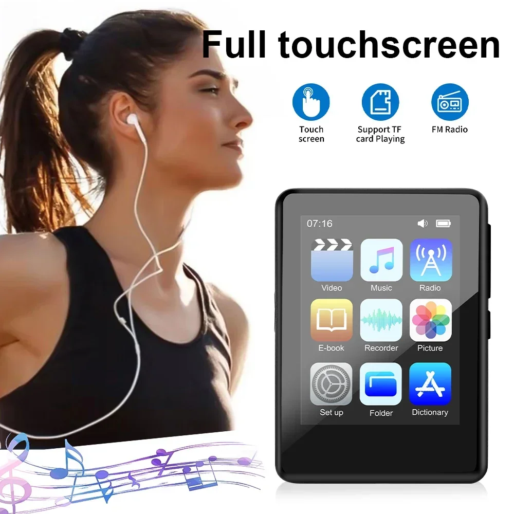 Newest Bluetooth 5.0 Metal MP3 Player Full Touch Screen Built-in Speaker with E-book FM Radio Recording Video MP4 Player
