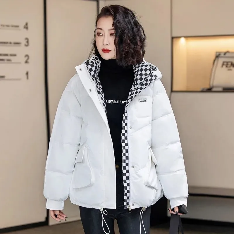 

Женский пуховик с хлопковой подкладкой, женская зимняя Толстая теплая парка, пальто, новинка 2022, Свободное пальто с капюшоном, зимняя куртка, однотонная верхняя одежда