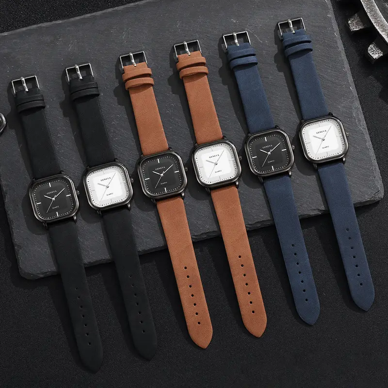 Fashion Square Dial Men's Watches Minimalist Quartz Watch Casual Leather Strap Wristwatch Reloj Hombre（Without Box） - Image 6