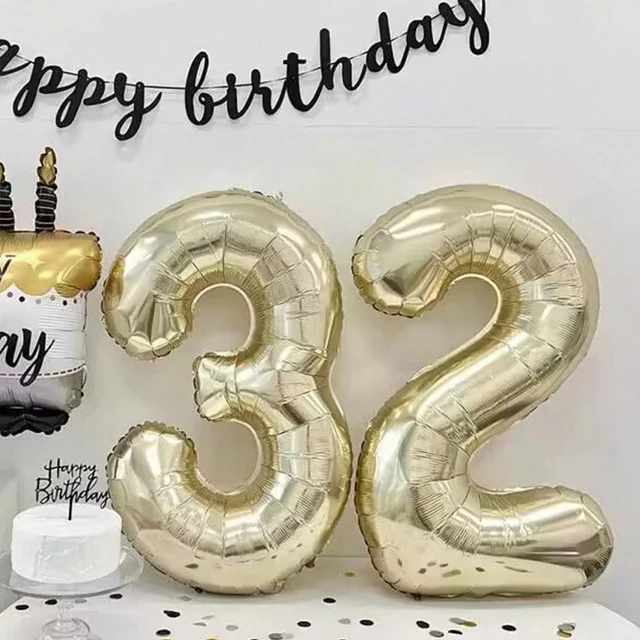 Ballons numériques en Mylar en feuille d'or Jumbo de 40 pouces, 1 pièce, décorations pour hommes et femmes, fournitures de fête d'anniversaire, mère 2
