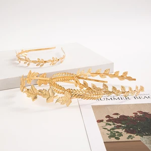 Court Style Leaf Alloy Hair Bands For Women Metal Gold Leaf Elegant Minimalist Hair Headbands Hair Clip Wedding Hair Accessories