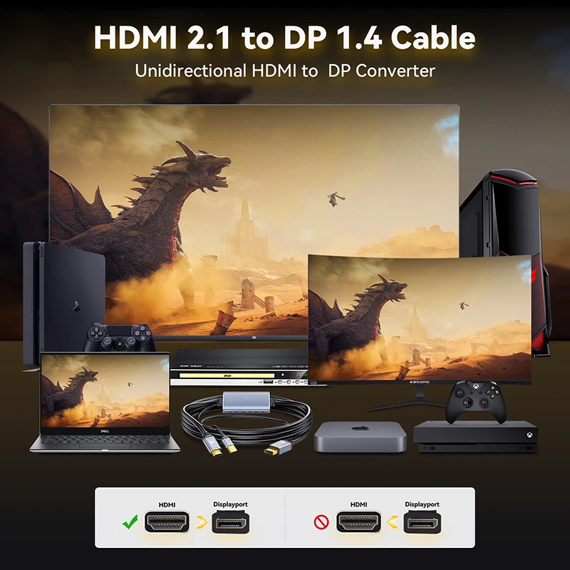 8K HDMI-DisplayPort ̺ 120Hz HDMI 2.1-DisplayPort 1.4 ̺ 8K@30Hz,4K@120Hz,2K@144Hz HDMI Է-DisplayPort 
