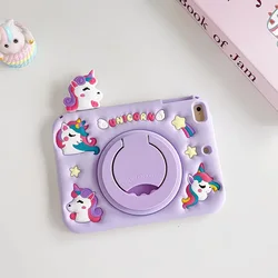 Cartoon Silicone Kids Stand Tablet Case - Tab A9 8.7in (Unicorn Head - Purple)
