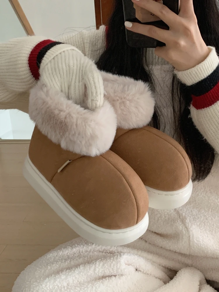 Parent-child Warm Plush Thick Snow Boots For Women's Man Ankle Boots Outerwear Versatile New Winter Cotton Household Shoes