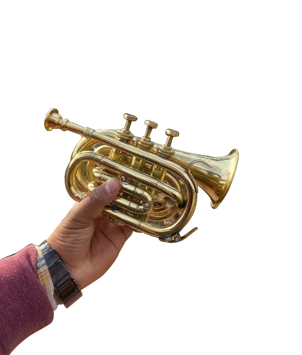 Professional Vintage Brass Trumpet Bb Pocket Trumpet 3 Valve Mouthpiece Gift