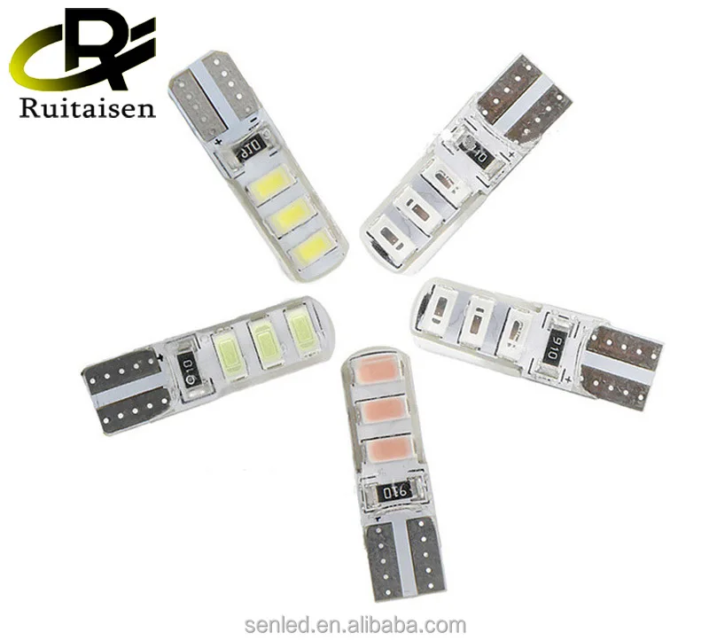 

Car LED T10 w5w led bulb 194 w5w Canbus 6SMD 5730 t10 Silicone LED Light No Error Parking License Plate lamp car styling