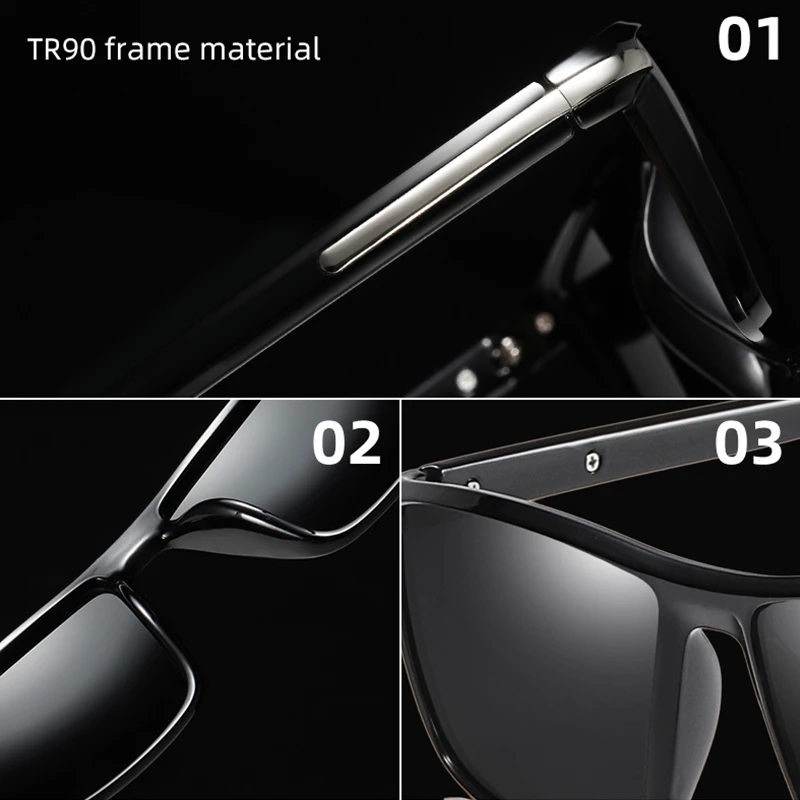 2023 High Quality Polarized Sunglasses Men UV400 Square Sun Glasses Gafas  De Sol Hombre Oculos Designer Ultralight TR90 Frame