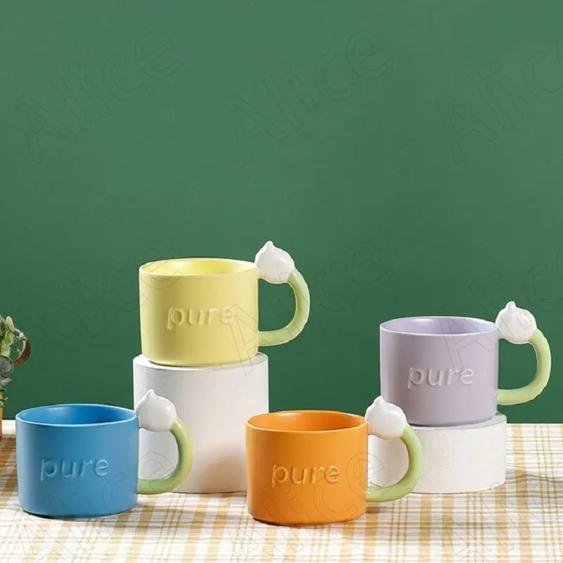 

Европейская керамическая кружка для столовой, Настольная чашка для завтрака и молока, креативная ручка для гостиной, кофейные чашки, Современное украшение для дома