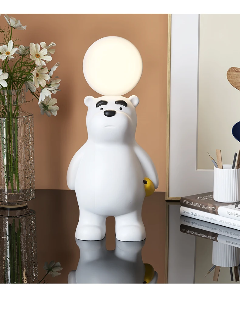 Candeeiro de Mesa Luxo das Crianças Criativo Moderno Urso Bonito Ornamento Sala Estar Quarto Lâmpada Luz Decoração Cabeceira Lam E27 3 Computers & Electronics