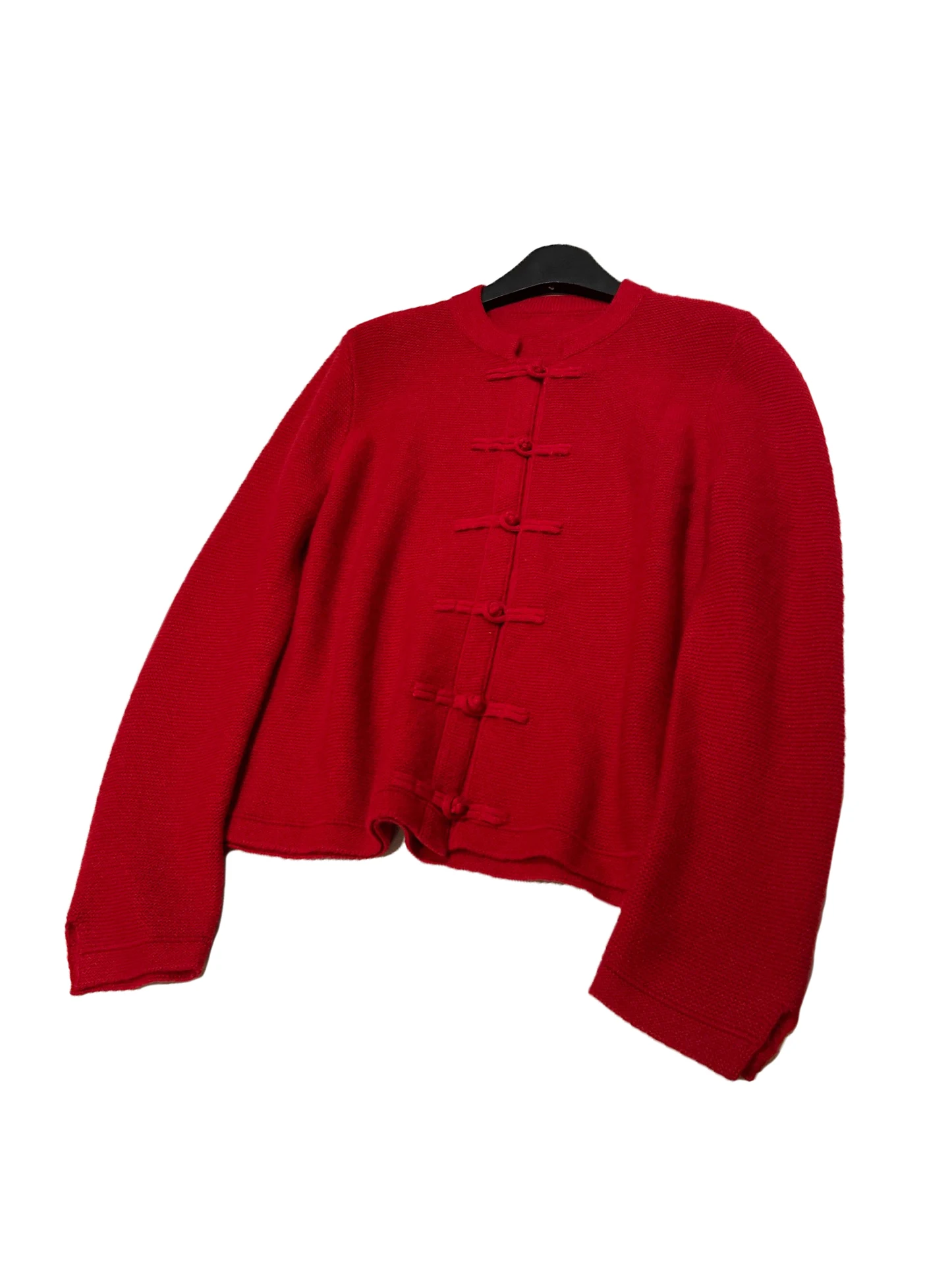 

Red cashmere knitwear fashion casual personality comfortable versatile 2024 fall and winter new 1215