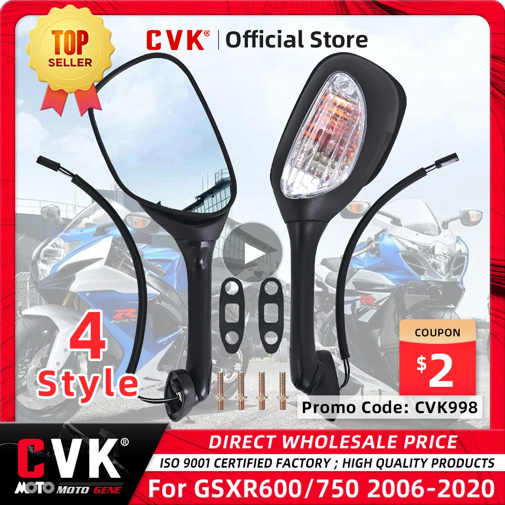 Motorcycle Mirror Motorcycle Mirrors CVK RearView Mirror LED Light For Suzuki GSXR600 GSXR750 GSXR1000 K5 K6 K7 K8 2005 2006 2007 2008 2009 2010