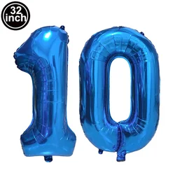 Vibrant Blue 32 - Inch Large Number Balloons - Perfect for Birthdays and Celebrations (Number 10)