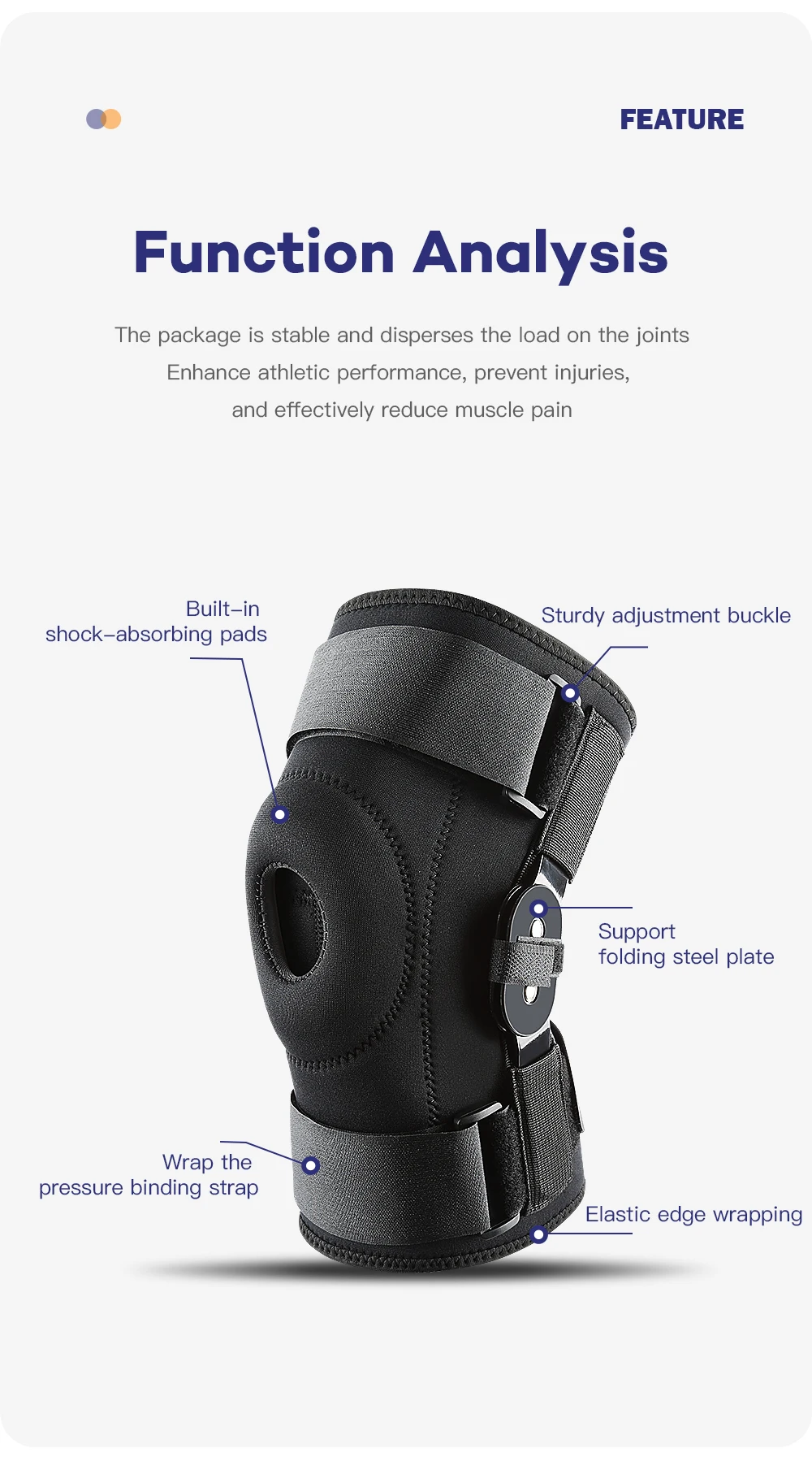 1 Stück Sport-Kniebandagen mit Rutschfester Stahlplatte, Fitness-Laufbandagen mit Aufprallschutz, Silikon-Patella-Kompression – Detail 3