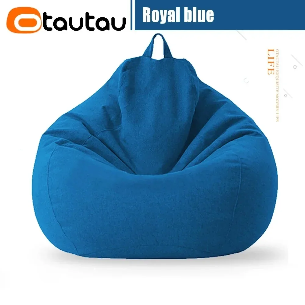 thumbnail image 1 of OTAUTAU - Funda de puf de lino y algodón sin relleno para esquina de suelo, puf para salón, puf otomano, tumbona, saco DD002, 1 of 5