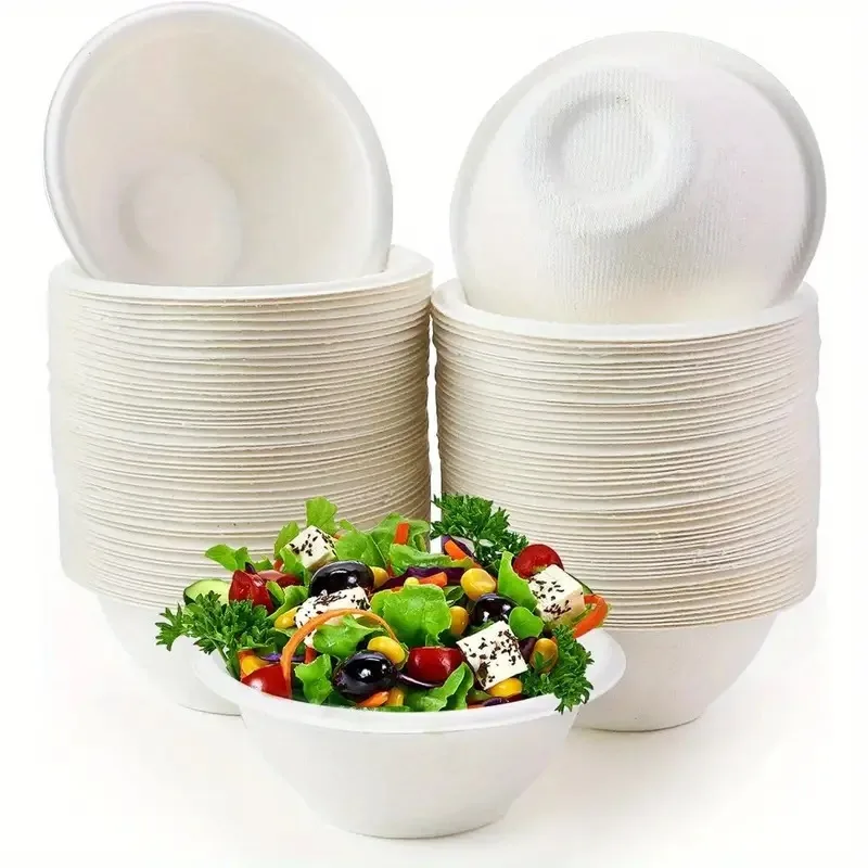 Disposable Lunch Box Disposable Containers Food Storage Containers 50PCS White Disposable Food Container Outdoor Picnic Disposable Paper Bowls Soup Yogurt Dessert Ice Cream Oatmeal Salads Fruits