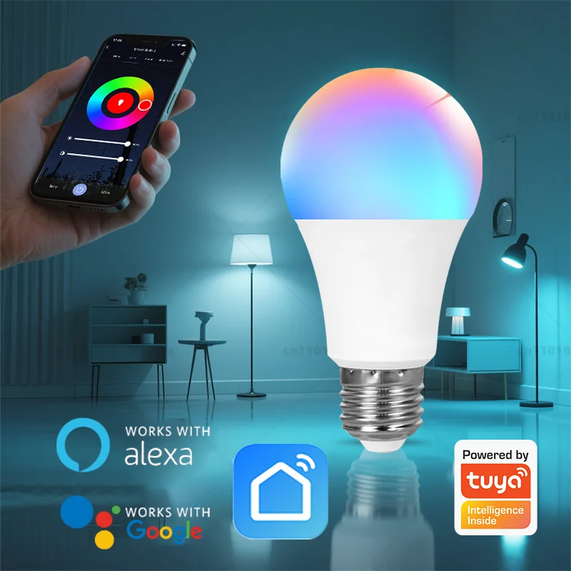 LED Light Bulbs Tuya Wifi Bluetooth Smart E27 RGB Alexa AC 85 265V For Google Assistant Life