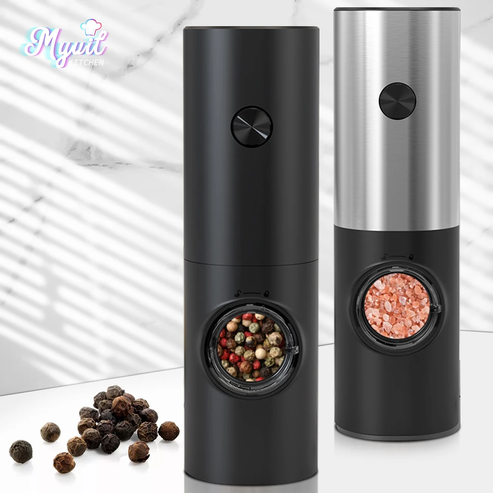 Automatic Electric Salt and Pepper Grinder Mill Set Ceramic Core With Led Light Adjustable Coarseness Spice Grinder Cooking Tool