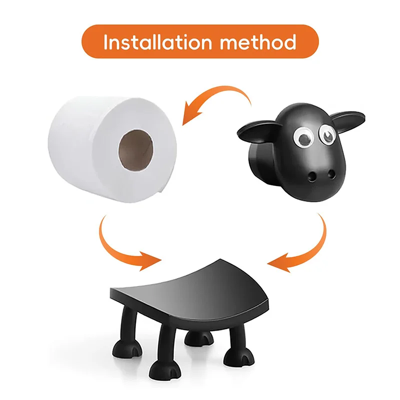 Toilet paper rack toilet paper holder toilet roll holder 3/1PCS sheep toilet roll holder funny toilet paper holder free standing bathroom set black sheep roll rack cute bathroom decor
