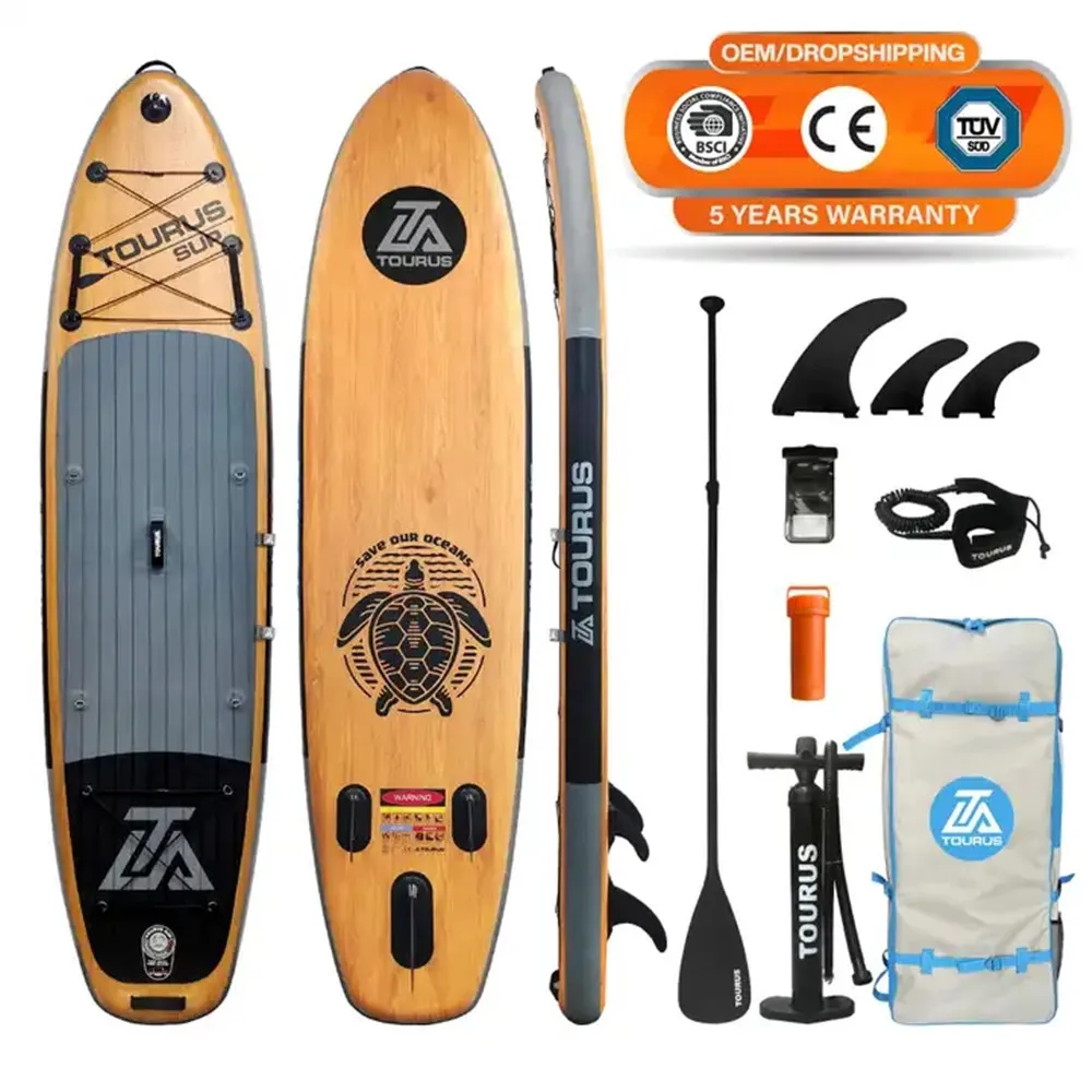 TOURUS 2023 gray wood style paddle double layers sup boards  super quality inflatable stand up paddle board 11feet 33inch super strong automatic center punch kerner positioning spring loaded adjustable marker wood glass press dent metal drill