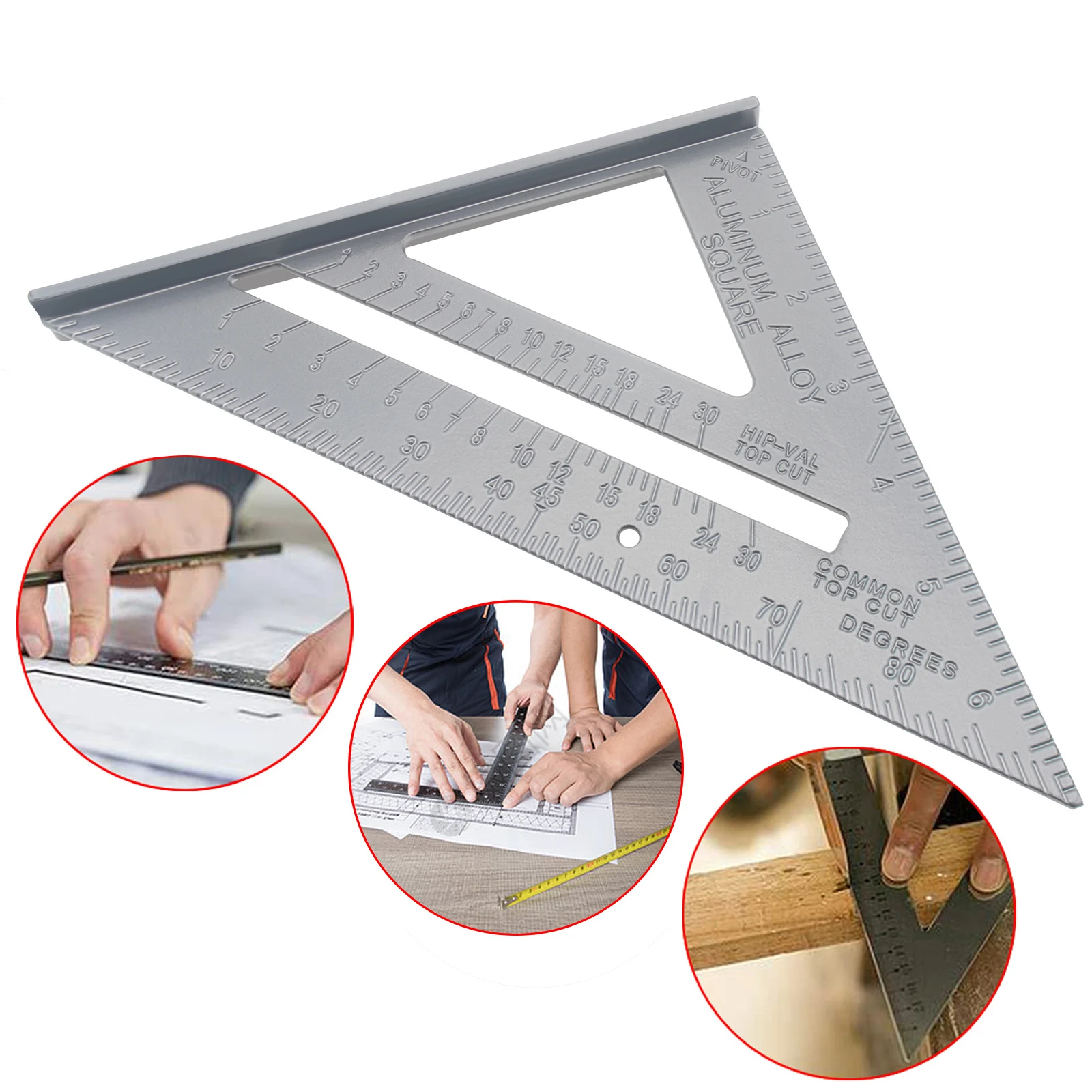 7 Inch Aluminium Alloy Metal Right Angle Triangle Ruler with 0.1 Accuracy and 1 Scale Value for Industrial Measuring Tool