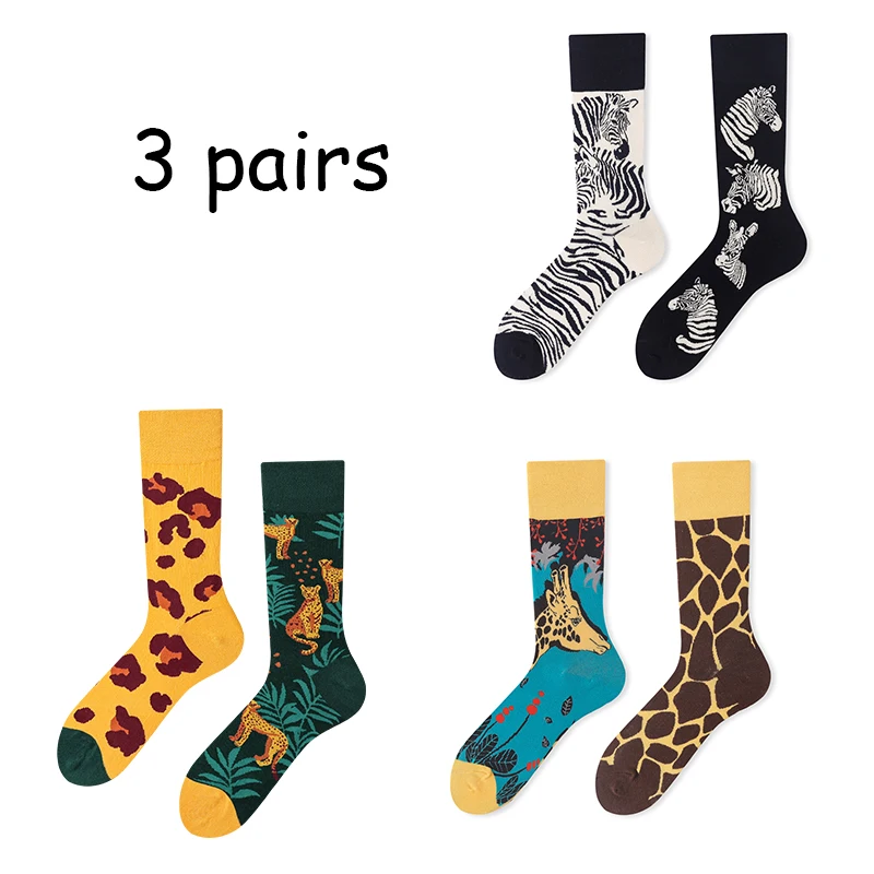 Women's Funny Animal Crew Socks， Colorful Socks ，Cats, Money, Zebras,Wine,Playing cards Pattern，Premium Cotton