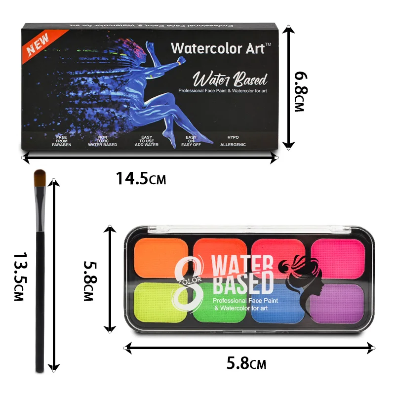Body Paint Kit With Brush For Halloween Football Kids Face Eye Make Up body face paint,face body paint