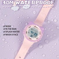 Montre numérique pour enfants, étanche, dessin animé, pour filles et garçons, LCD rose, électronique, Sport, réveil, cadeaux 4
