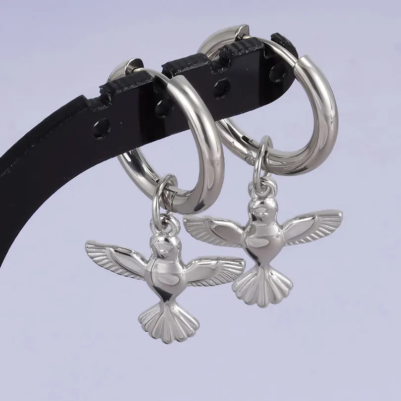 1 paar Silber Farbe Liebe Herz Bowknot Charme Ohrring Edelstahl Hoops Ohrringe Für Frauen Männer Zubehör Sonnenblumen Schmuck – Detail 7
