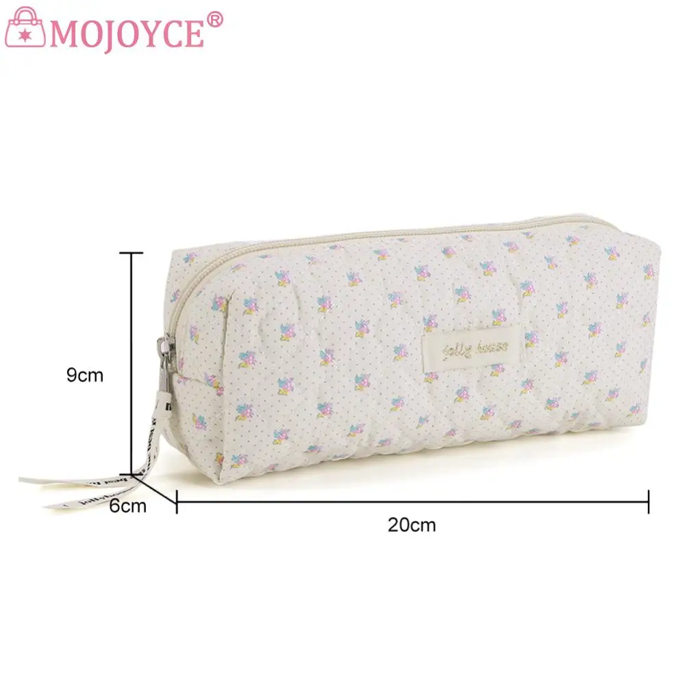 여성 메이크업 정리함 파우치, 지퍼 보관 클러치, 코튼 플라워 프린트 대용량, 여성 소녀 보관 가방 세트