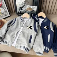 Disney Mickey Mouse Baseball Jacket 2025 Spring Autumn Children Cartoon Print Contrast Color Long Sleeve Top Teen Casual Coat