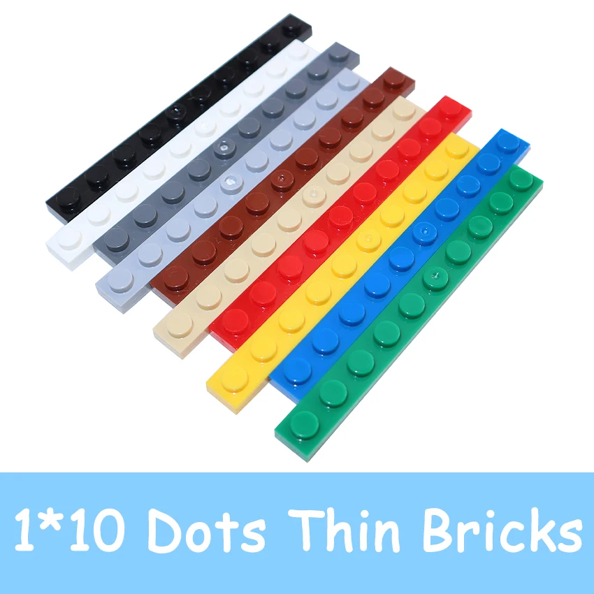 

30PCS Size 1x10 Dot Plate MOC Assemble Particles DIY Building Blocks 1*10 Figures Bricks Educational Creative Toy for Kid 4477