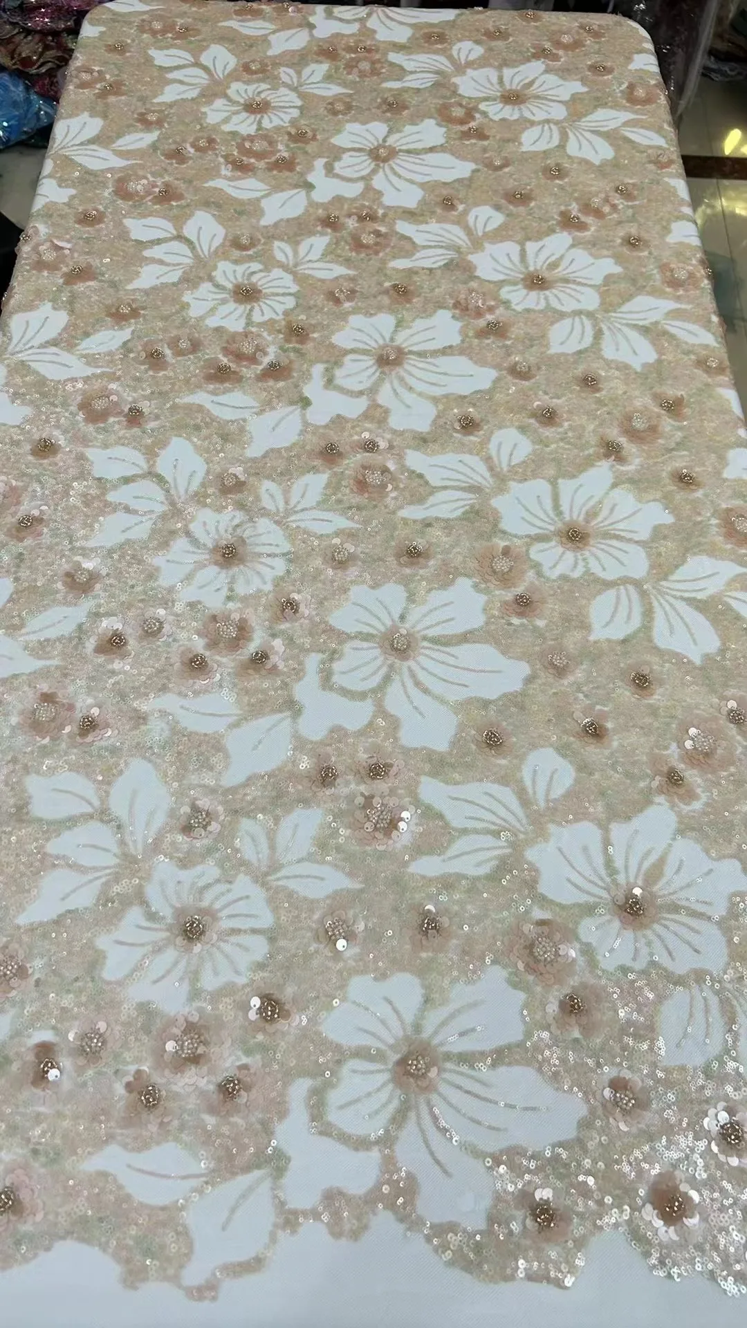 

Latest African Sequined Lace Fabric High Quality 2023 Embroidery French Tulle Lace Fabrics For Evening Dresses Party Weddings